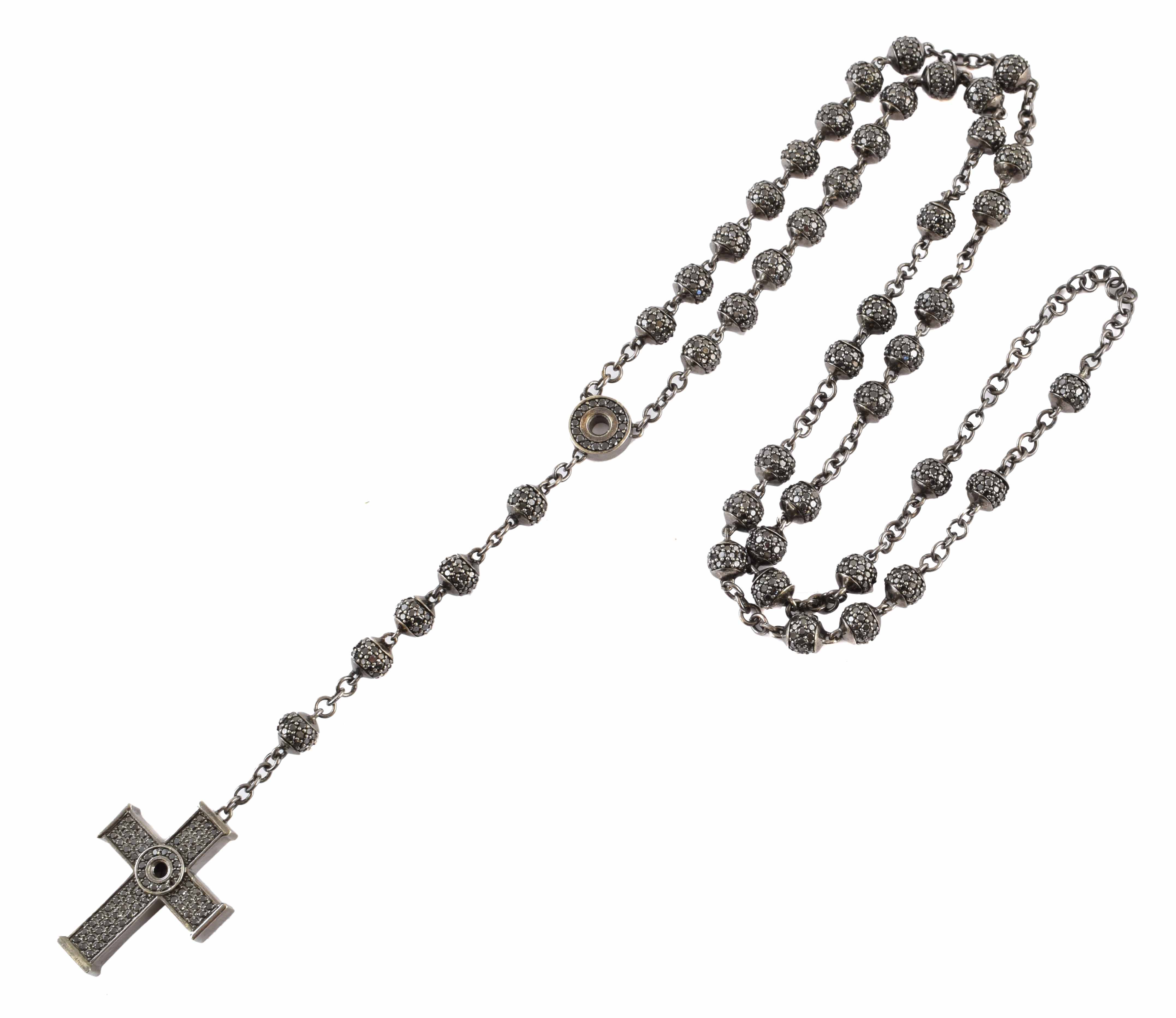 A black diamond Rosary necklace,