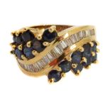 A 14ct gold sapphire and diamond dress ring,