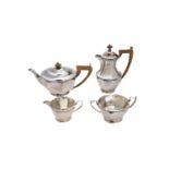 A 1930s silver four piece tea set,