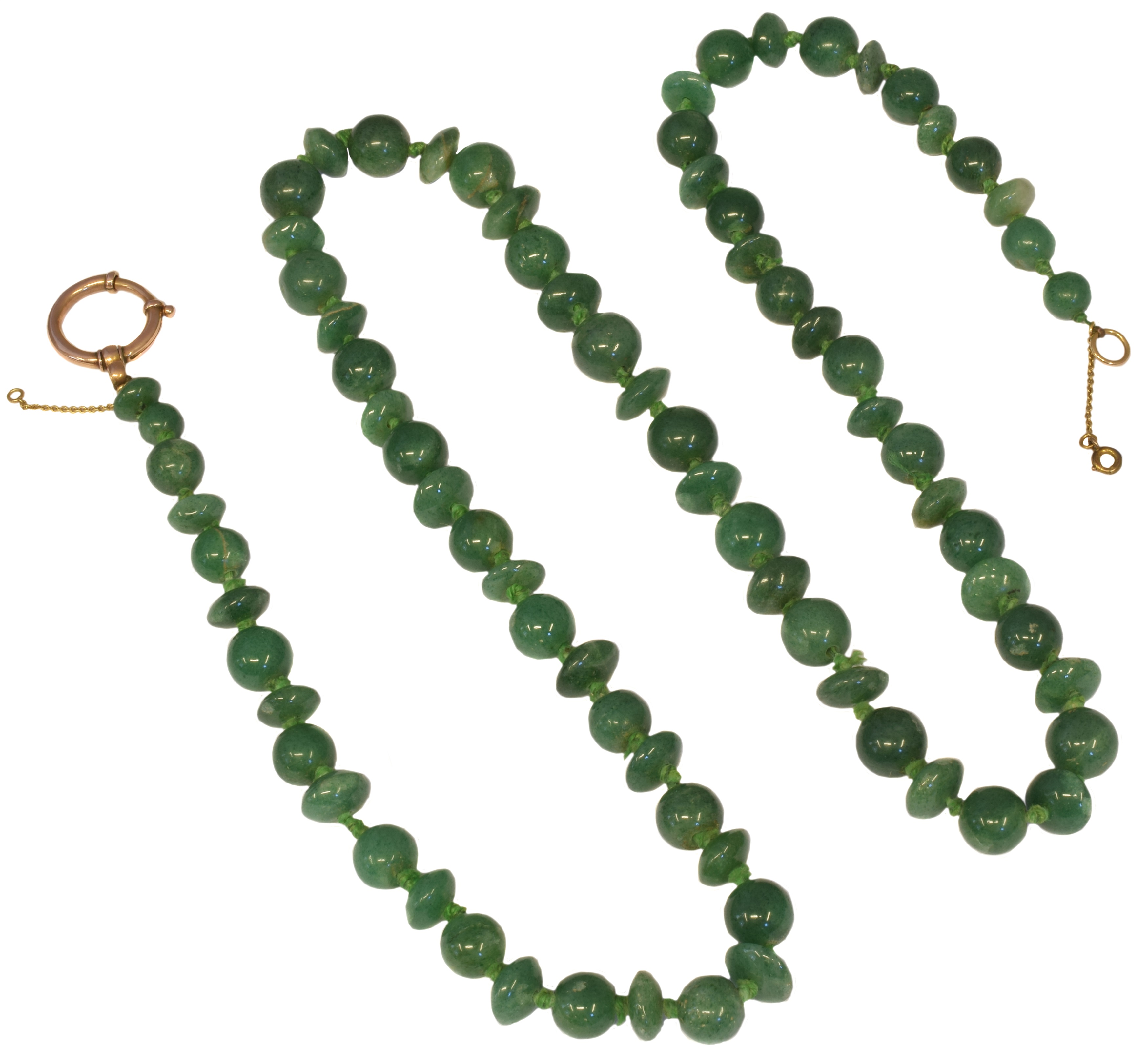 An aventurine quartz necklace,