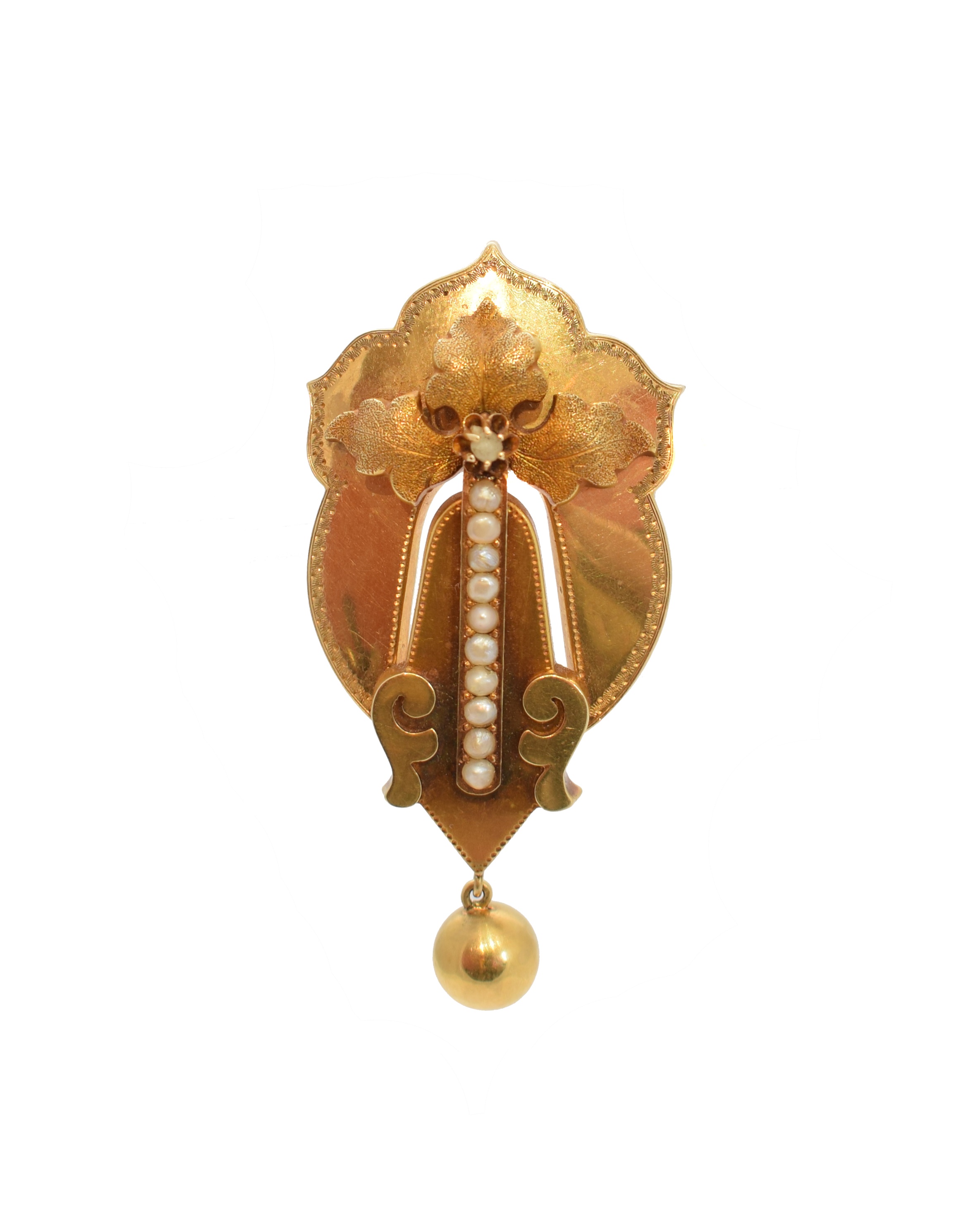 A late 19th century Swedish 18ct gold split pearl brooch by G Dahlgren & Co.,