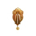 A late 19th century Swedish 18ct gold split pearl brooch by G Dahlgren & Co.,
