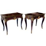 Pair of Napoleon III mid-19th century good quality red stained and mother-of-pearl inlaid boulle