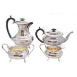 A mid 20th Century silver four piece tea set,