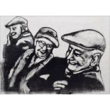 Roger Hampson, "Smiles on a Bench", monoprint.