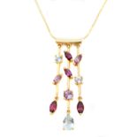 An 18ct gold multi gemstone necklace by Louis Féraud,