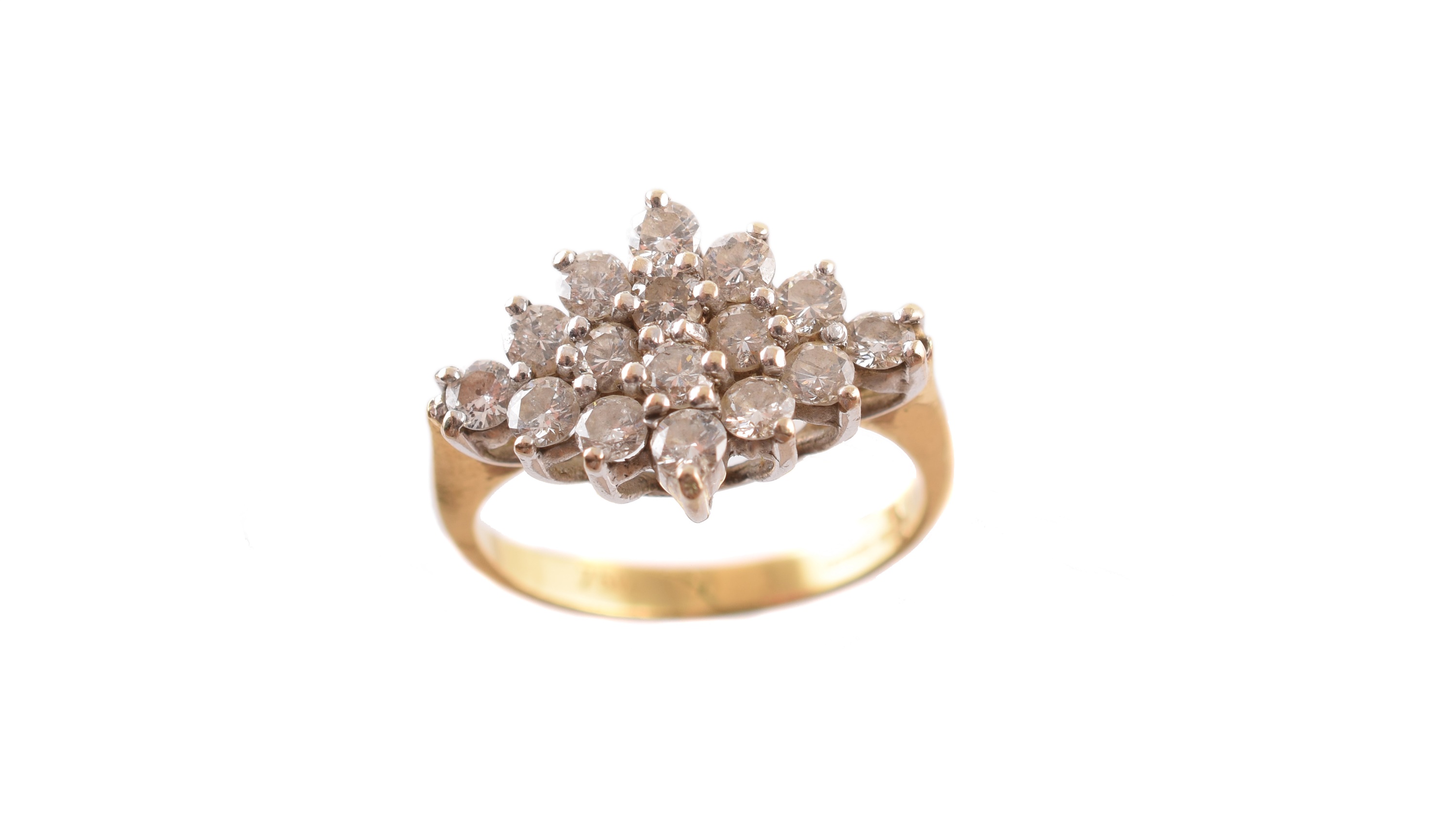 An 18ct gold diamond cluster ring,