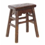 19th century Indian pine and hardwood stool