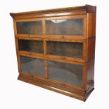 A Globe Wernicke design three section bookcase, width 50.5ins, height 47ins, depth 14ins