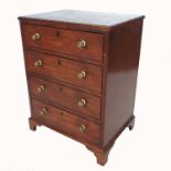 A 19th century mahogany miniature chest of drawers, having four graduated long drawers, the legs