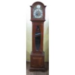 A 19th century mahogany cased long case clock, the arched brass dial engraved Tempus Fugit to the