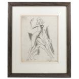 Williams, pencil sketch, Decorative Diana, nude with greyhound, 12ins x 9.5ins