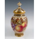 A Royal Worcester crown top pot pourri, with inner and outer cover, decorated all around with