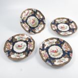 A set of four 19th century scale blue pattern plates, overlaid in gilt, diameter 9insCondition