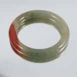 A jade bangle, internal diameter 6.2cmCondition Report: Natural staining to jade.  Feels clean to