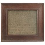 A 19th century tapestry sampler, with alphabet and numbers, by Harriet Procter Howell Work aged