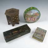 Seven Hunley & Palmer biscuit tins, to include the Kate Greenaway rogue employee tin, a tin in the