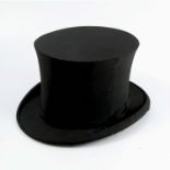 A black collapsible opera hat, with gilt makers mark, Newman House, Oxford Street, Made in