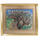A 20th century pastel, study of trees, indistinctly signed, 16ins x 20.5ins