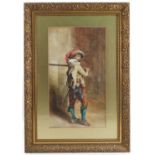 Reg H Austin, watercolour, Musketeer, after J. le Meissonier, 18ins x 10ins