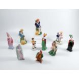 Ten Crown Staffordshire figures and figure groups, to include children and nursery rhyme subjects,