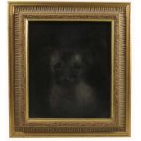 A 19th century oil on canvas, portrait of a dog, monogrammed and dated 1881, 11.5ins x 9.5ins