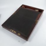 A 19th century rosewood writing slope, with mother of pearl plaque to the lid and front, the