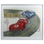 An advertising poster, for French 1961 slot car racing Miniamil