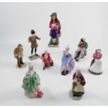 Eleven Crown Staffordshire character figures, to include Dickens characters, Captain Hook,