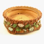 A George Skye Wilnecote Works Tamworth rustic majolica circular base, decorated with flowers,