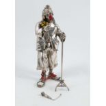 An Italian silver and enamel model, of a clown with microphone and stand, Vittorio Angini, marked