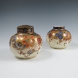 A pair of Royal Crown Derby pot pourri, one cover missing, of globular form with wrythen moulding,