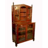 A 19th century mahogany chiffonier, the upper section fitted with shelves flanked by two glazed
