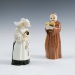 Two 20th century Royal Worcester candle snuffers, Nun and Monk, height 3.75ins and 4.