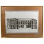 Two antique black and white architectural prints, one after David Rossi, cross sections of Italian