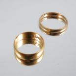 A 22 carat gold wedding ring, 3.8g gross, together with a 9 carat gold wedding ring, 2.2g gross