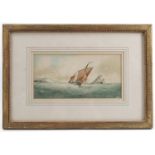 J Henry, watercolours, sailing vessel in stormy seas, 4.75ins x 8.5ins, together with Henry,