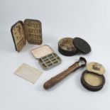 A collection of fishing items, to include fly tins, one marked G Farlow & Co, a priest etc
