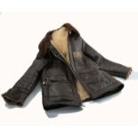 A vintage leather and sheepskin flying jacket