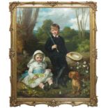 Eden Upton Eddis, oil on canvas, portrait of two children, 57ins x 46ins