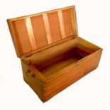 A mahogany chest, with brass corners and recessed brass handle, 31.5ins x 14.5ins x 13.5ins