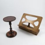 An Antique turned wooden stand, with circular top, turned column and turned circular base, height