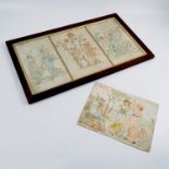 Three Victorian watercolours, studies of flower fairies, framed as one, 10.5ins x 20ins, together