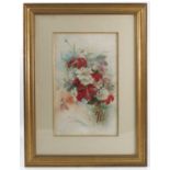 A watercolour, by a Worcester Porcelain artist, floral study, monogrammed, 14.5ins x 9ins