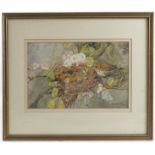 R H Austin, watercolour, Young Thrushes, dated 1950, 6.75ins x 10ins