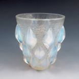 A Lalique opalescent glass vase designed by Rene Lalique, 'Rampillon' no.991, wheel cut R Lalique