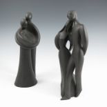 Two Royal Doulton black basalt figures, Family HN2721 and Lovers HN2763, height 12.25insCondition