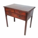 A 19th century mahogany side table, fitted with two short over one long drawer, with crossbanded