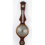 C Aiano, a 19th century mahogany banjo barometer, with satinwood inlay and broken pediment, the