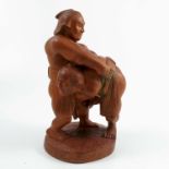 A Japanese carved boxwood okimono figure group of Sumo Wrestlers, signed, height 8.5ins